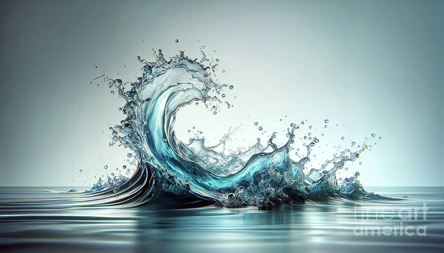 An artistic image of a dynamic wave made of water #1 Digital Art by Odon Czintos