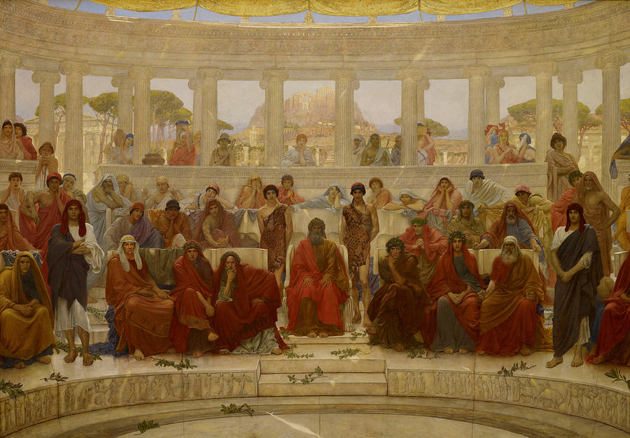 William Blake Richmond Painting - An Audience in Athens during the Representation of Agamemnon by Aeschylus  #1 by William Blake Richmond