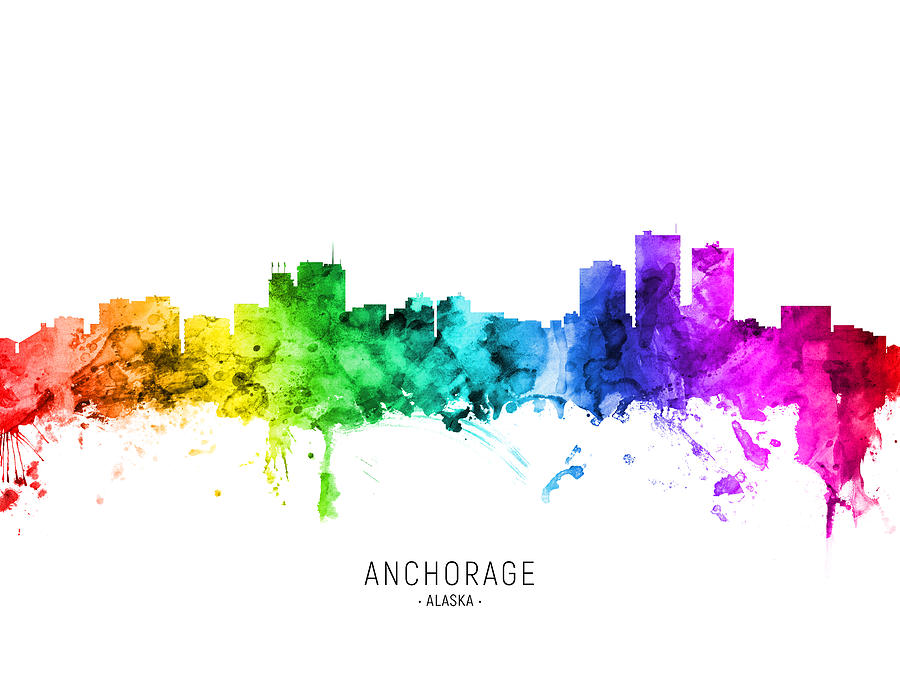 Anchorage Digital Art - Anchorage Alaska Skyline #20 #1 by Michael Tompsett
