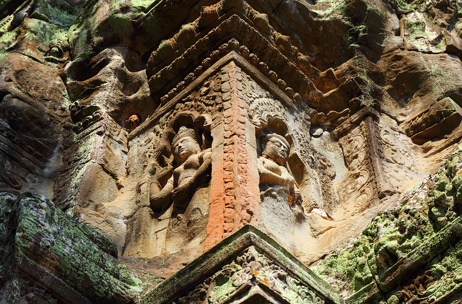Ancient bas-reliefs on temple in Cambodia #1 Photograph by Mikhail Kokhanchikov
