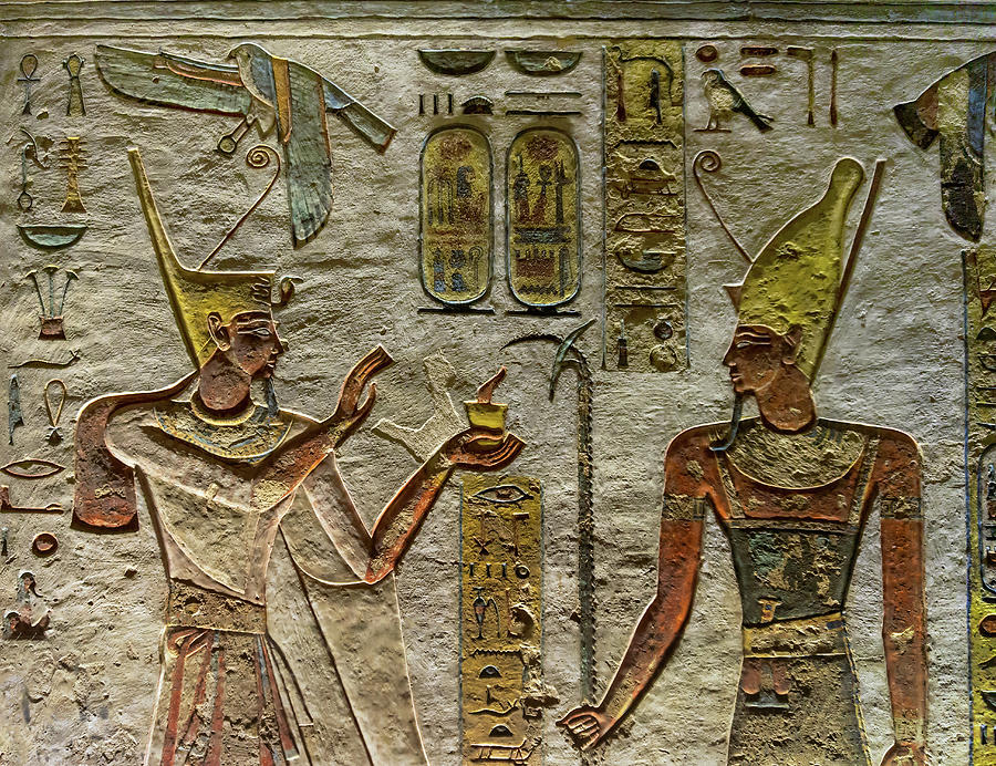 Ancient Color Egypt Images On Wall #1 Relief by Mikhail Kokhanchikov