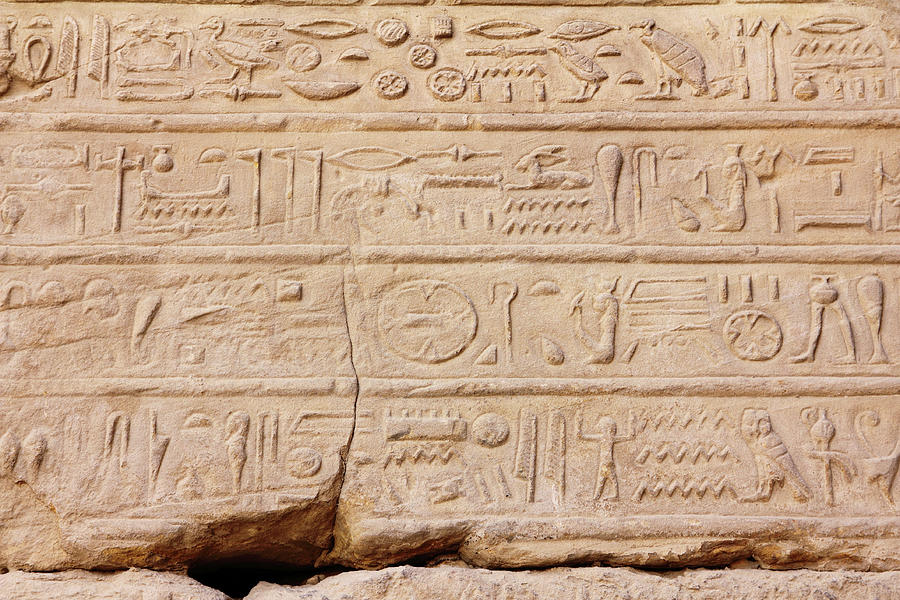 Ancient Egypt Hieroglyphics In Karnak Temple #1 Relief by Mikhail Kokhanchikov