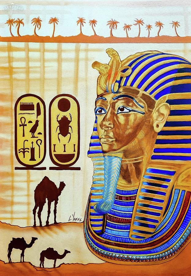 King Tutankhamun and Cartouche Painting by Loraine Yaffe