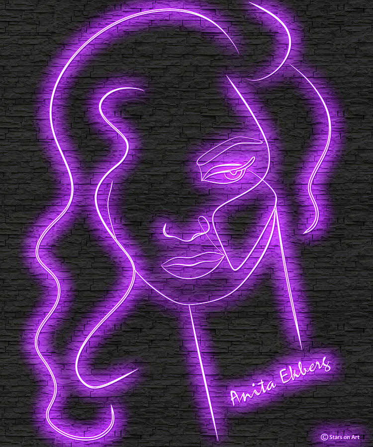 Anita Ekberg neon portrait #1 Digital Art by Movie World Posters