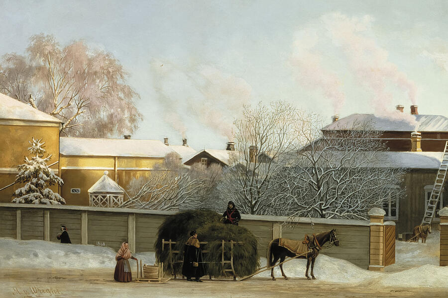 Winter Painting - Annankatu on a Cold  Winter Morning  #1 by Magnus von Wright