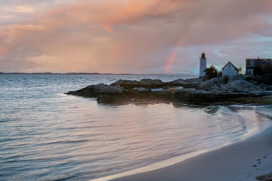 Annisquam Lighthouse Sunset #1 Photograph by Jeff Folger