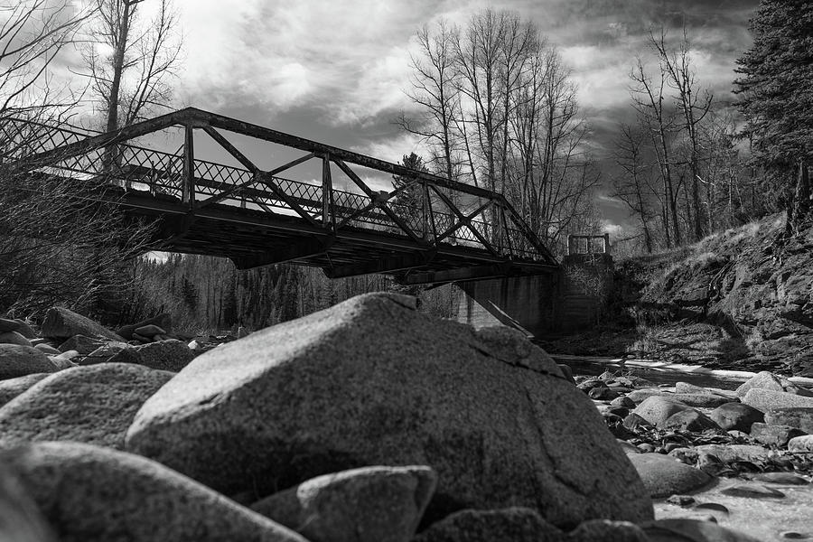 Antique bridge in Colorado in black and white Photograph by Eldon McGraw