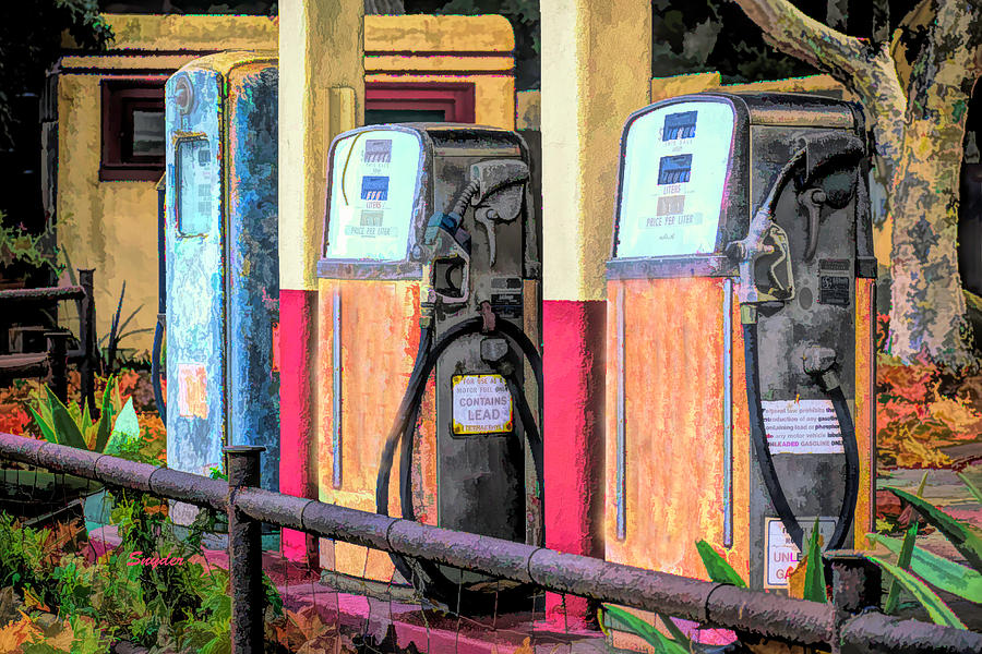 Antique Gas Pumps at The Station #1 Photograph by Barbara Snyder