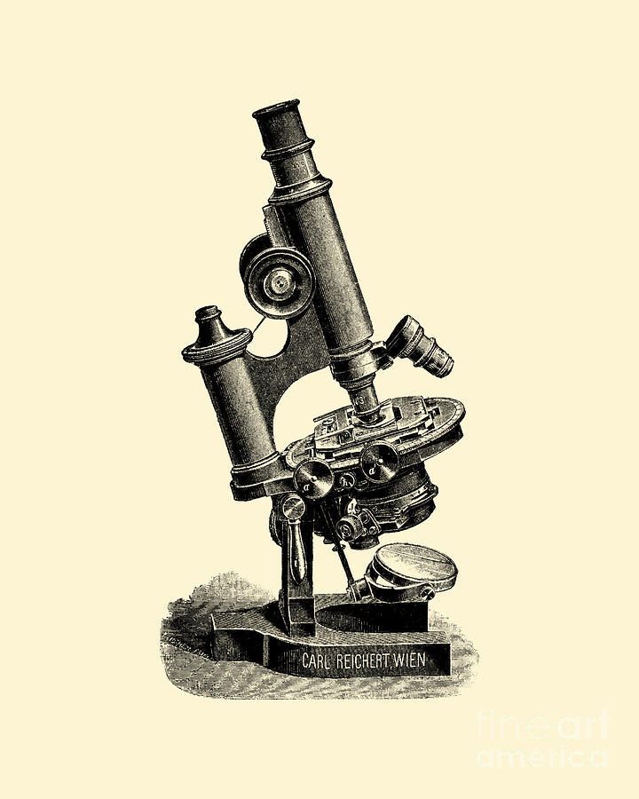 Vintage Digital Art - Antique Microscope #1 by Madame Memento
