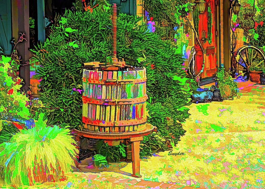 Antique Wine Press Colorful #2 Digital Art by Floyd Snyder