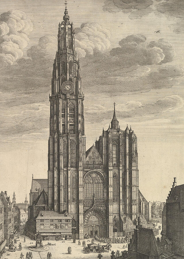 Antwerp Cathedral, by 1677 Relief by Wenceslaus Hollar
