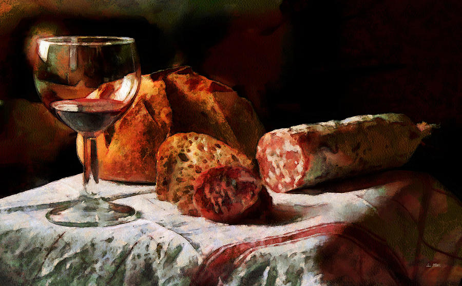 Aperitif with Bread and Sausage -  DWP2027177 Painting by Dean Wittle