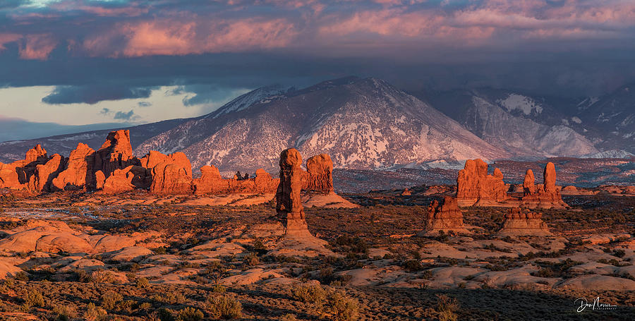 Arches Sunset Panorama #1 Photograph by Dan Norris