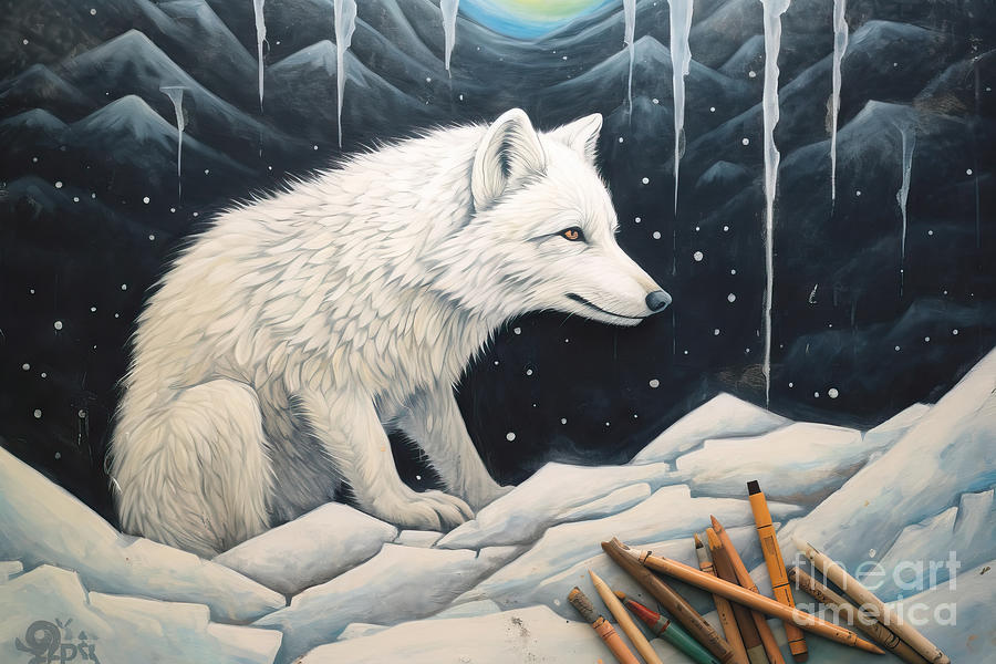 Nature Painting - Arctic Fox #1 by N Akkash