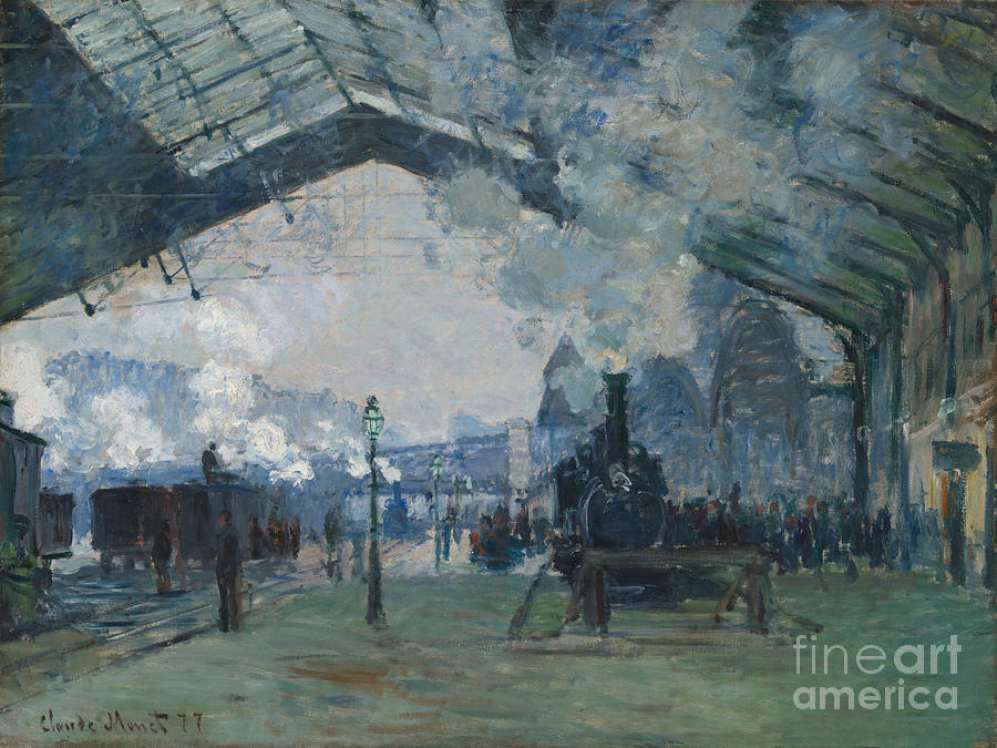 Claude Monet Painting - Arrival of the Normandy Train, Gare Saint-Lazare 1877 #1 by Claude Monet