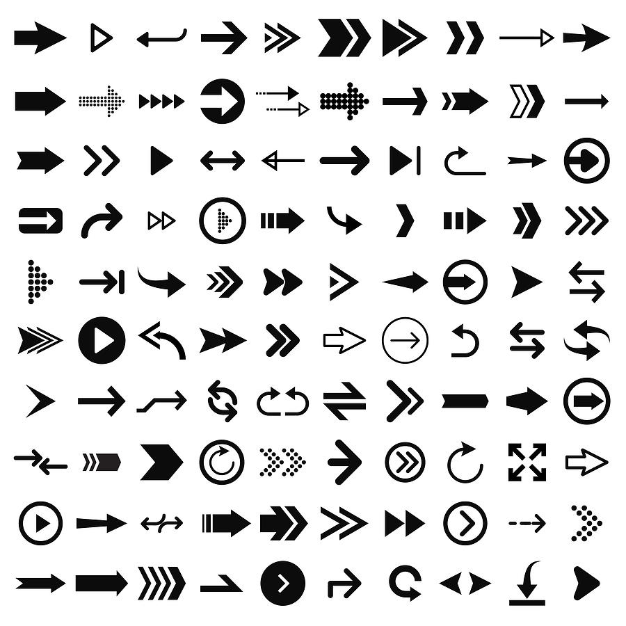 Arrow icon set isolated on white background #1 Drawing by Vectorig
