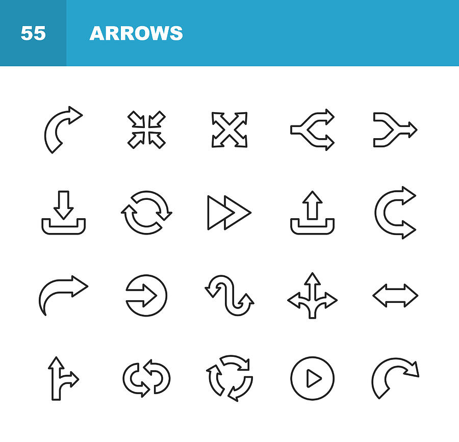 Arrow Line Icons. Editable Stroke. Pixel Perfect. For Mobile and Web. Contains such icons as Direction, Arrow. #1 Drawing by Rambo182