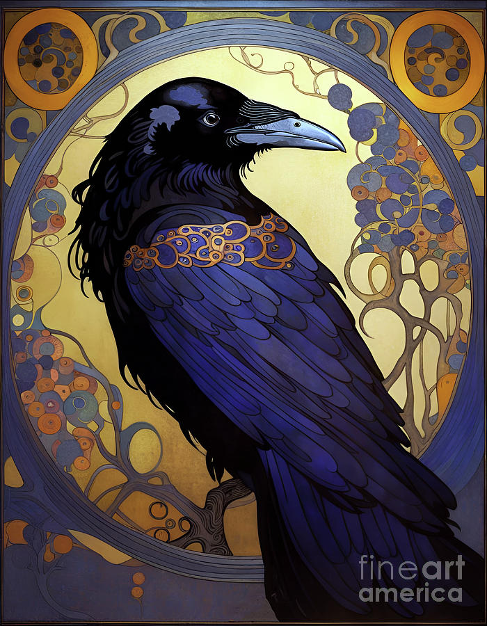 Art Nouveau Raven #1 Painting by Philip Openshaw