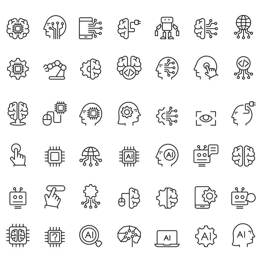 Artificial intelligence icons set #1 Drawing by FingerMedium