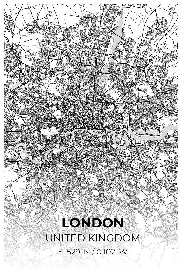 Artistic map of London 2 by Ahmet Asar Digital Art by Celestial Images ...