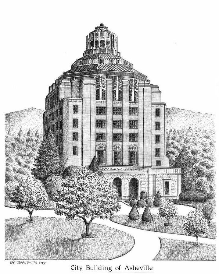 Asheville City Building #1 Drawing by Lee Pantas