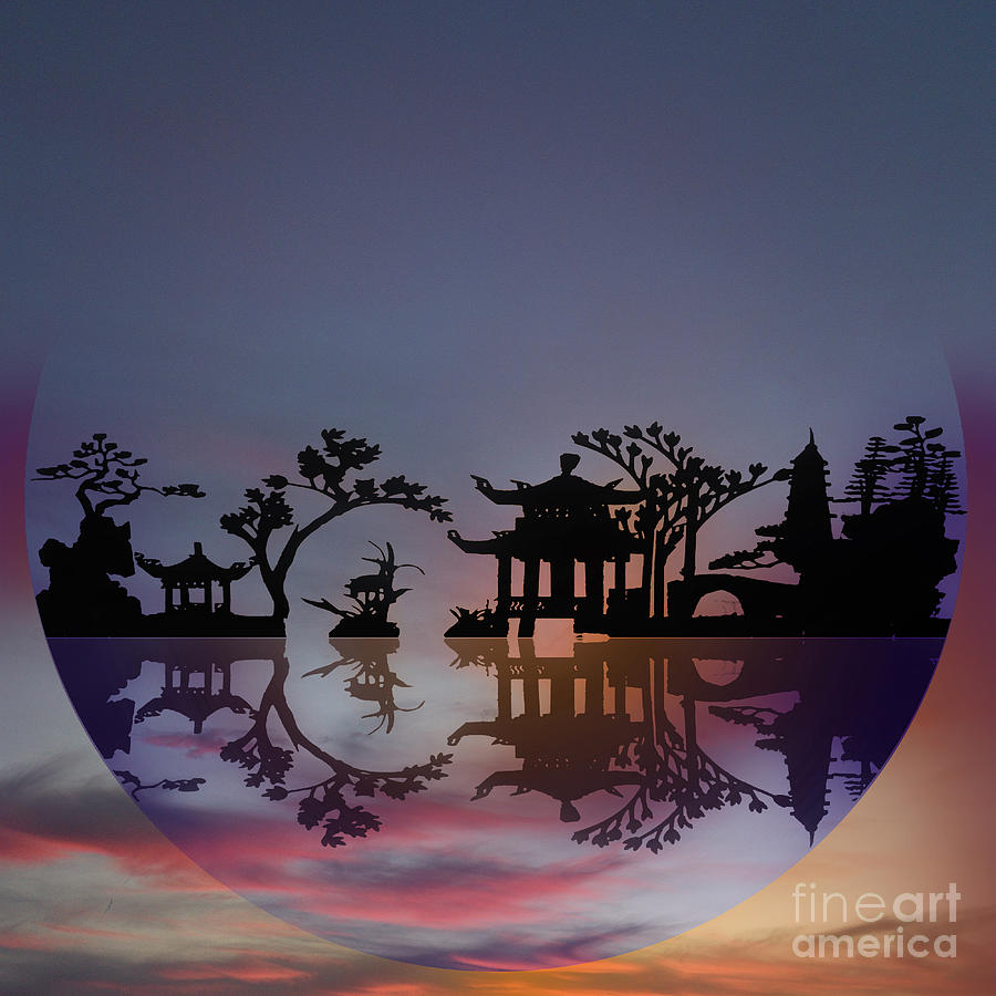 Asian Night Silhouettes Digital Art
