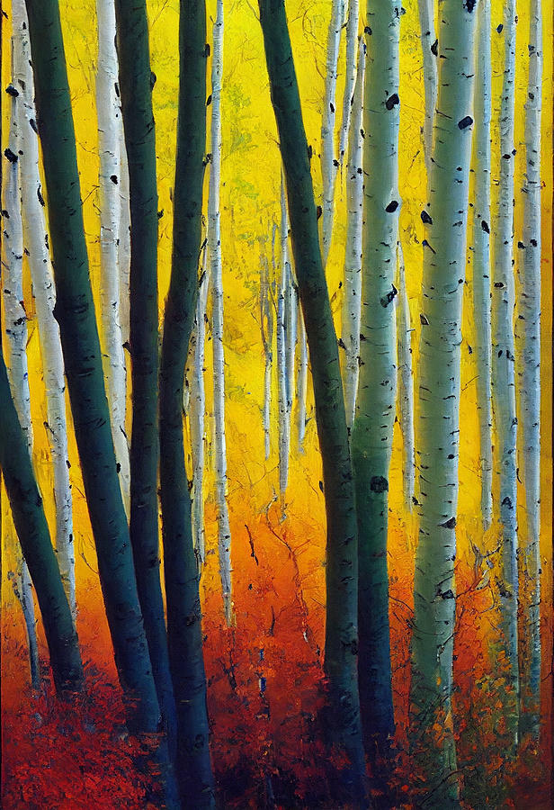 Aspen trees changing colors in the morning light as p by Asar Studios ...