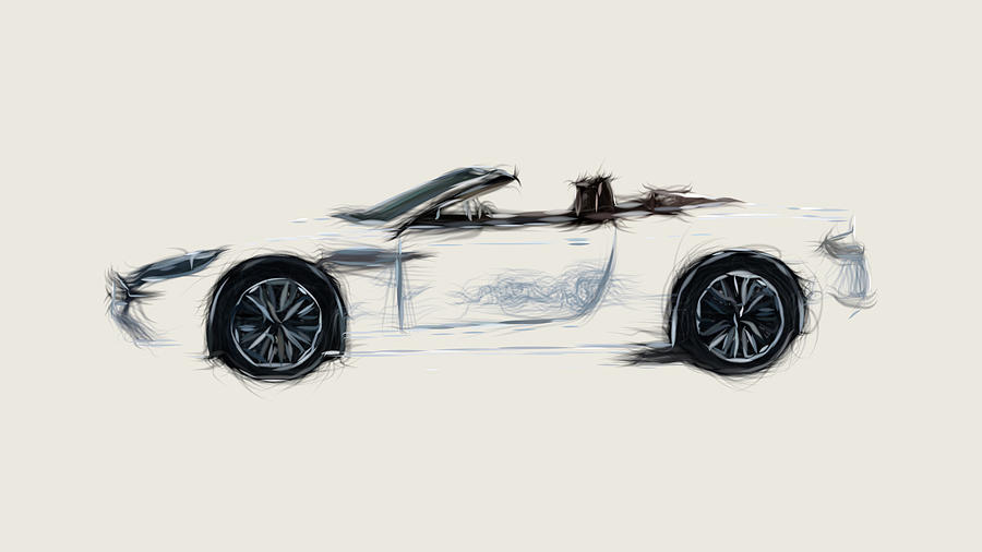 Aston Martin DB9 Volante Car Drawing Digital Art by CarsToon Concept