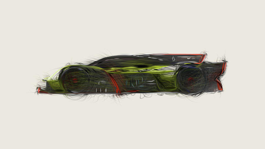 Aston Martin Valkyrie AMR Pro Car Drawing #1 Digital Art by CarsToon Concept