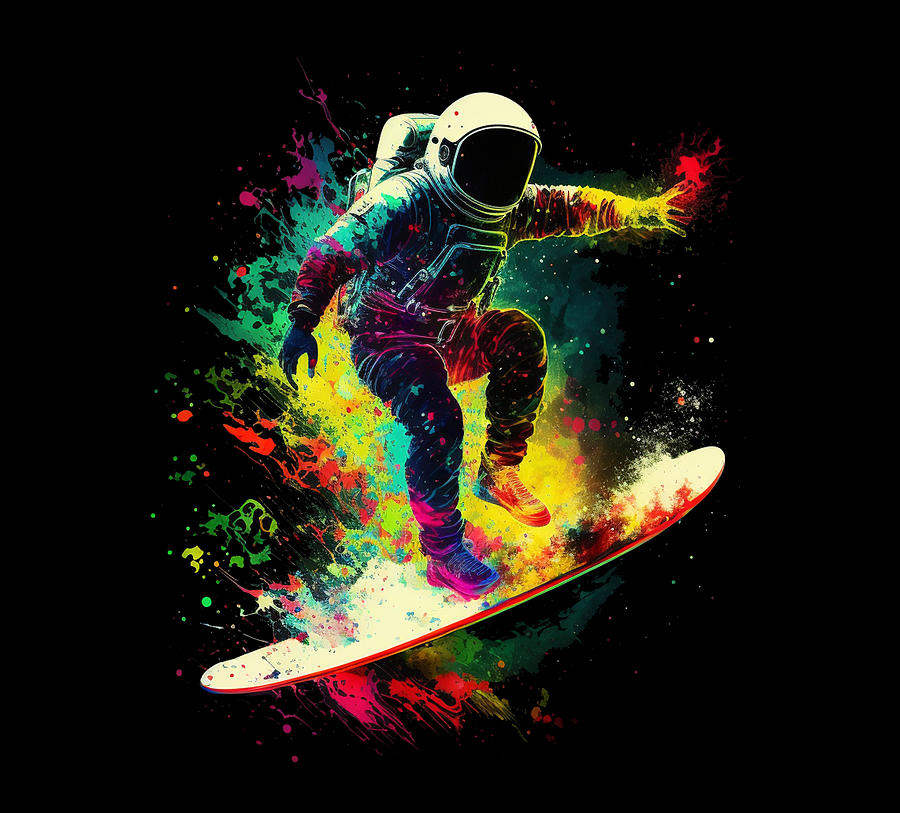 Astronaut Surfing #1 Digital Art by Amelia Carrie