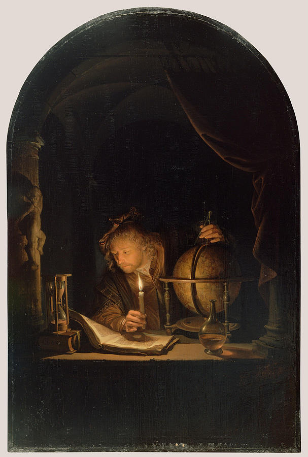 Gerrit Dou Painting - Astronomer by Candlelight  #1 by Gerrit Dou