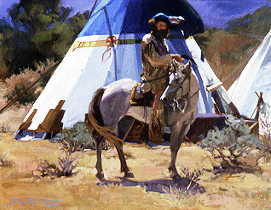 Mountain Man Painting - At a Friends Lodge by Betty Jean Billups Mountain Man Painting - At a Friends Lodge by Betty Jean Billups