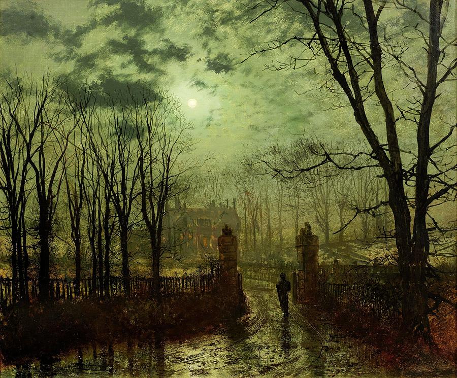 Grimshaw Painting -  At The Park Gate #2 by John Atkinson Grimshaw
