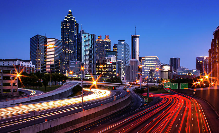 Atlanta Skyline at Night Photograph by Mark Chandler - Fine Art America