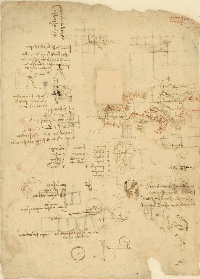 Leonardo Da Vinci Painting - Atlantic Codex  Codex Atlanticus   f       verso   #1 by Leonardo da Vinci