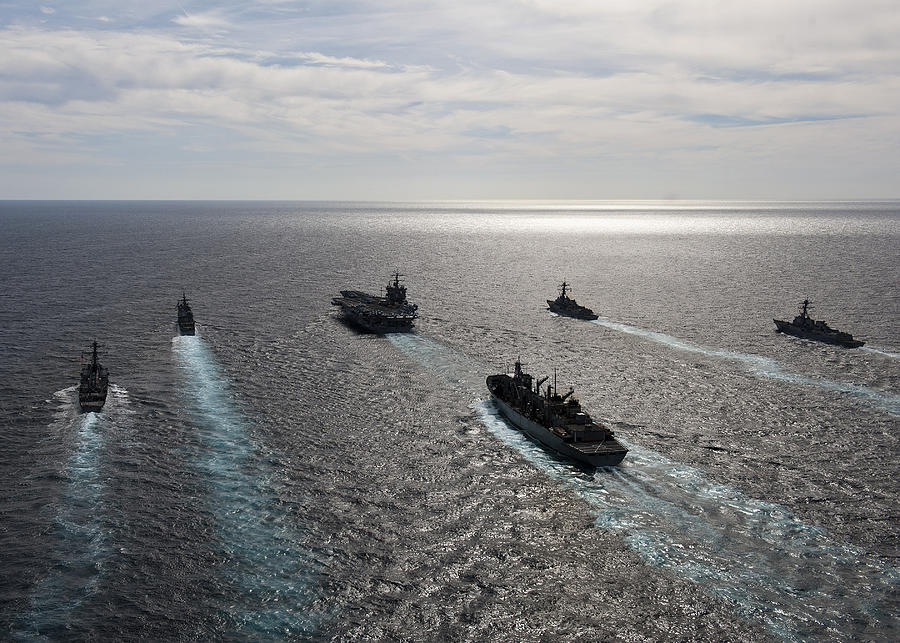 Atlantic Ocean, March 22, 2012 - The Enterprise Carrier Strike Group transits the Atlantic Ocean.  #1 Photograph by Stocktrek Images