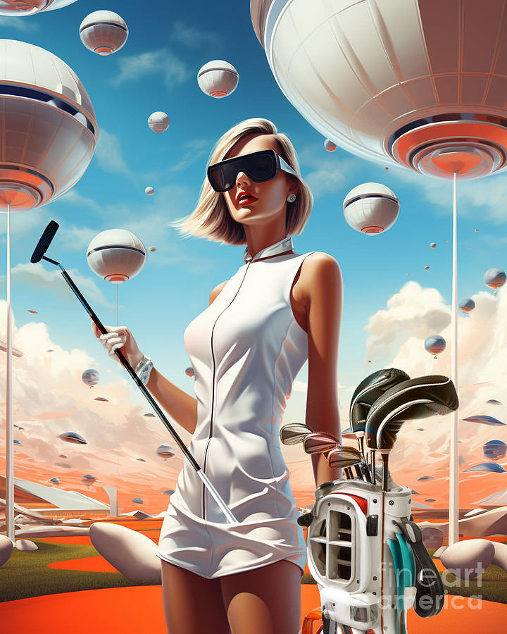 Atomic Golf Girl 19 Mixed Media by Olivera Cejovic