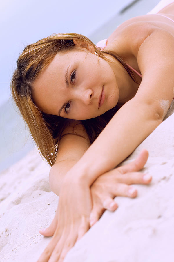 Attractive Woman On The Beach #1 Photograph by Liss Art Studio - Pixels