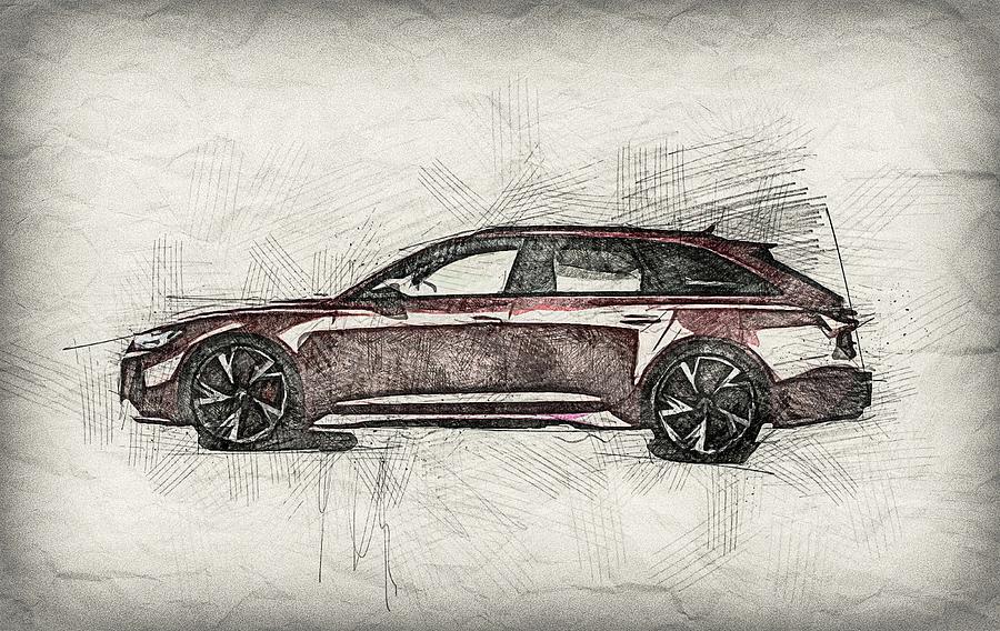 Download Audi Rs6 Avant 2020 Side View Red Station Wagon New Red Rs6 Avant Painting By Sissy Angelastro