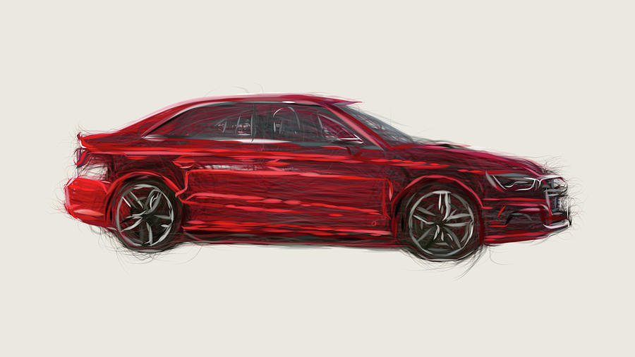 Audi S3 Sedan Car Drawing Digital Art by CarsToon Concept - Fine Art ...