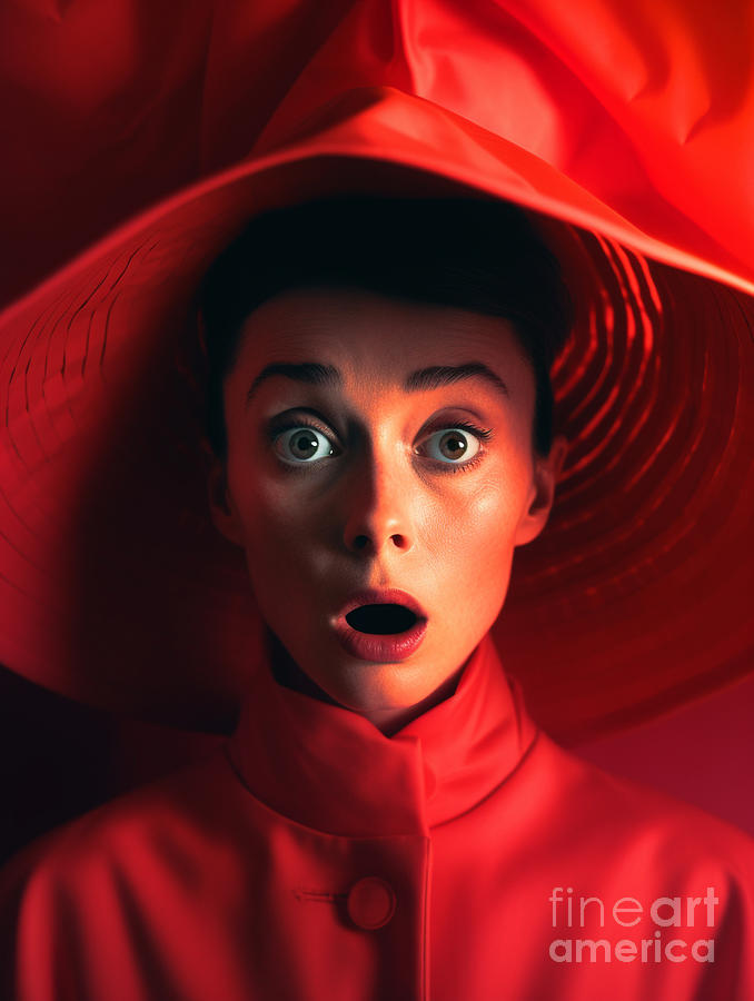 Audrey  Hepburn  Shocked  Curious  Surreal  Cinemati  By Asar Studios Painting