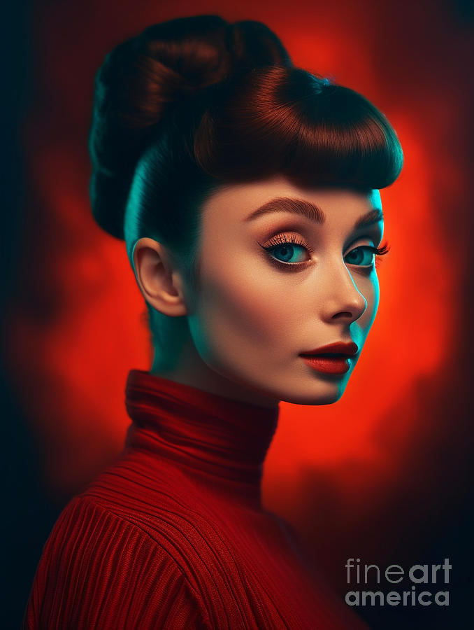 Audrey  Hepburn  Surreal  Cinematic  Minimalistic  By Asar Studios Painting
