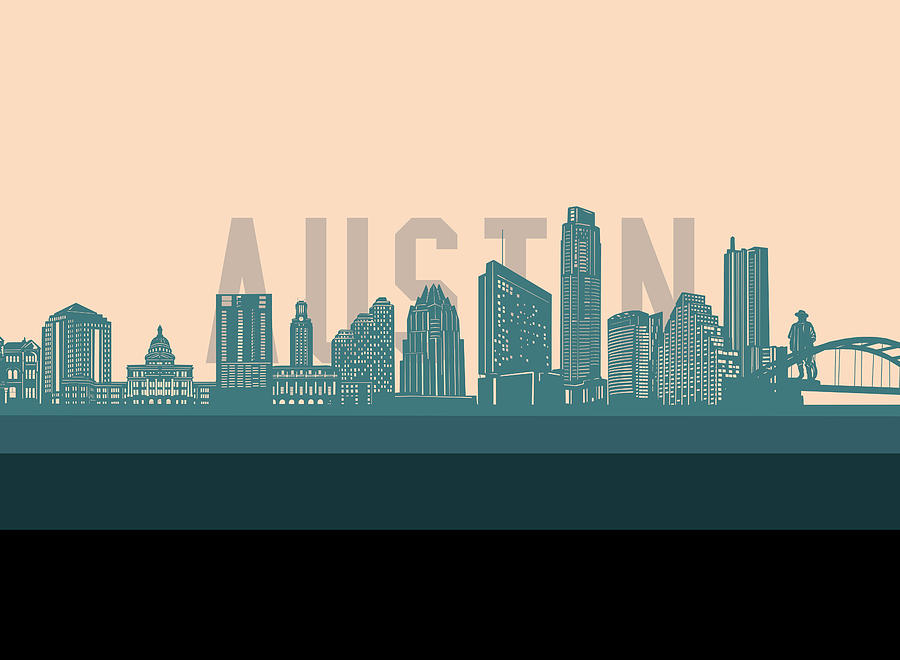 Austin Skyline Retro Digital Art