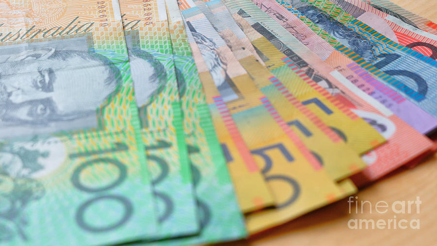 Australian currency with fives, tens, twenties, fifties and one hundred notes. #1 Photograph by Milleflore Images