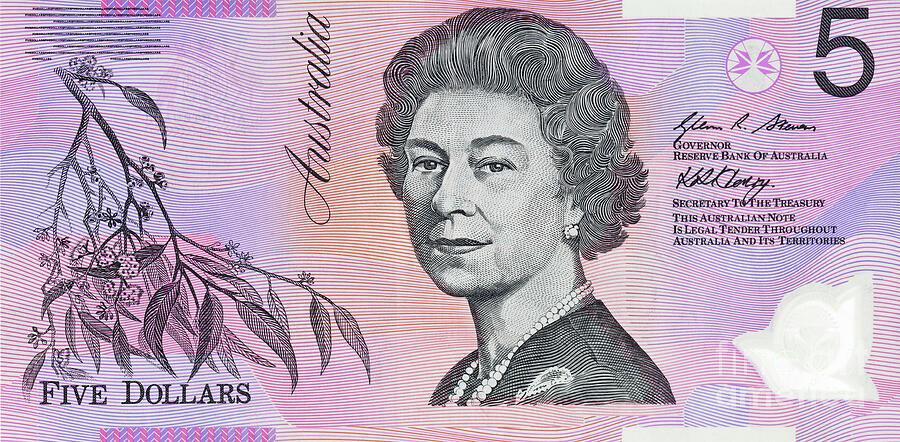 Aud Photograph - Australian five dollar banknote #1 by Roberto Morgenthaler