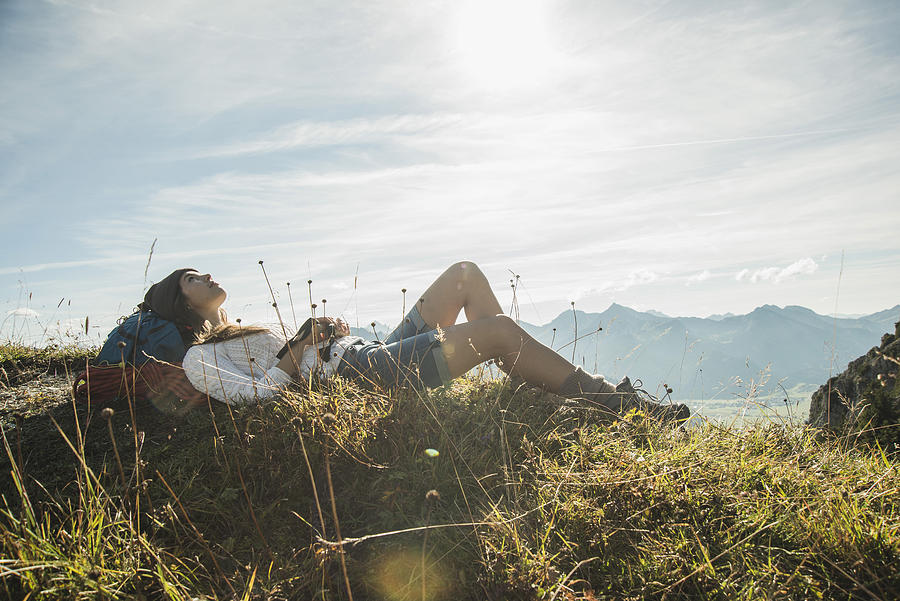 Austria, Tyrol, Tannheimer Tal, young hiker having a rest #1 Photograph by Westend61