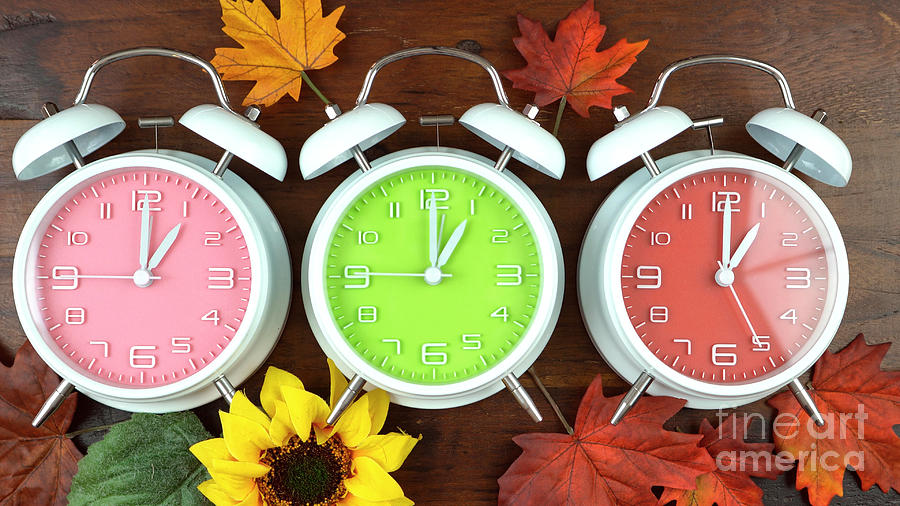 Autumn Fall Daylight Saving Time Clocks #1 Photograph by Milleflore Images