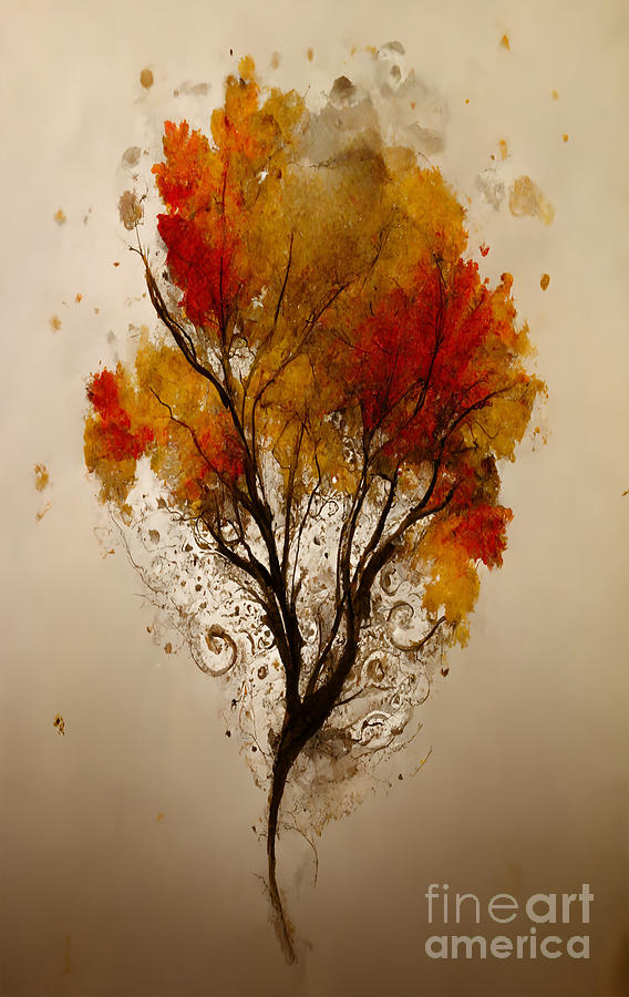 Fall Digital Art - Autumn in ink #1 by Sabantha