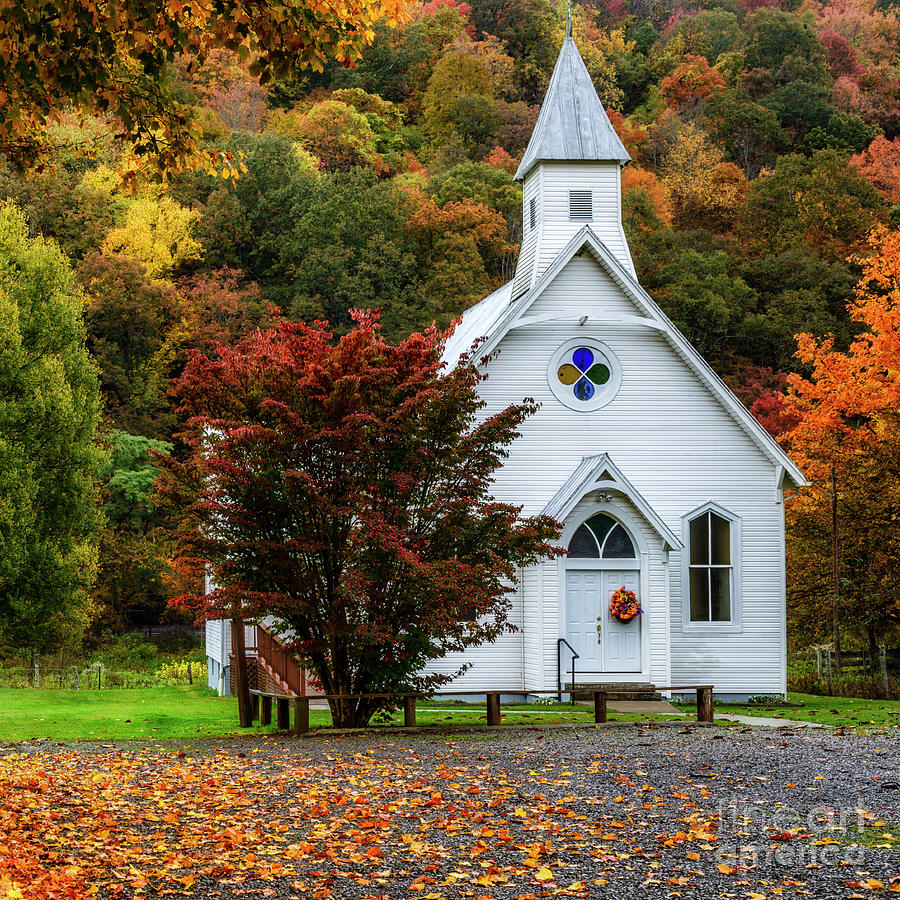 Autumn Mingo Presbyterian Church #1 Photograph by Thomas R Fletcher