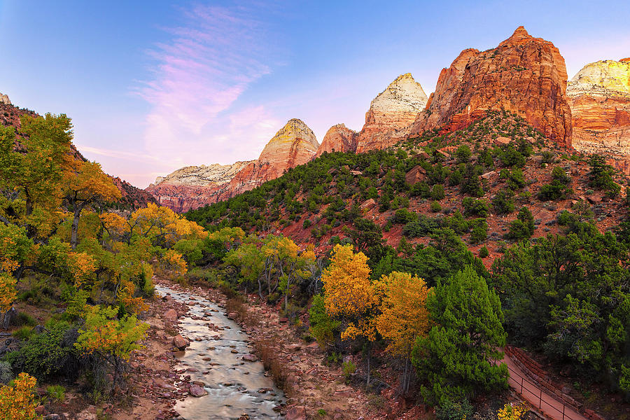 Zion National Park Photograph - Autumn Sunset in Zion #1 by Andrew Soundarajan